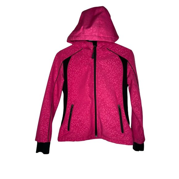 Snowzu Pink Black Hooded Zip Up Pockets Girls Jacket Size 10 12 M Medium - Picture 1 of 8